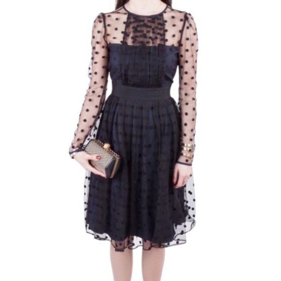 Alice by Temperley Navy & Black Polka Dot Dress - Picture 1 of 4